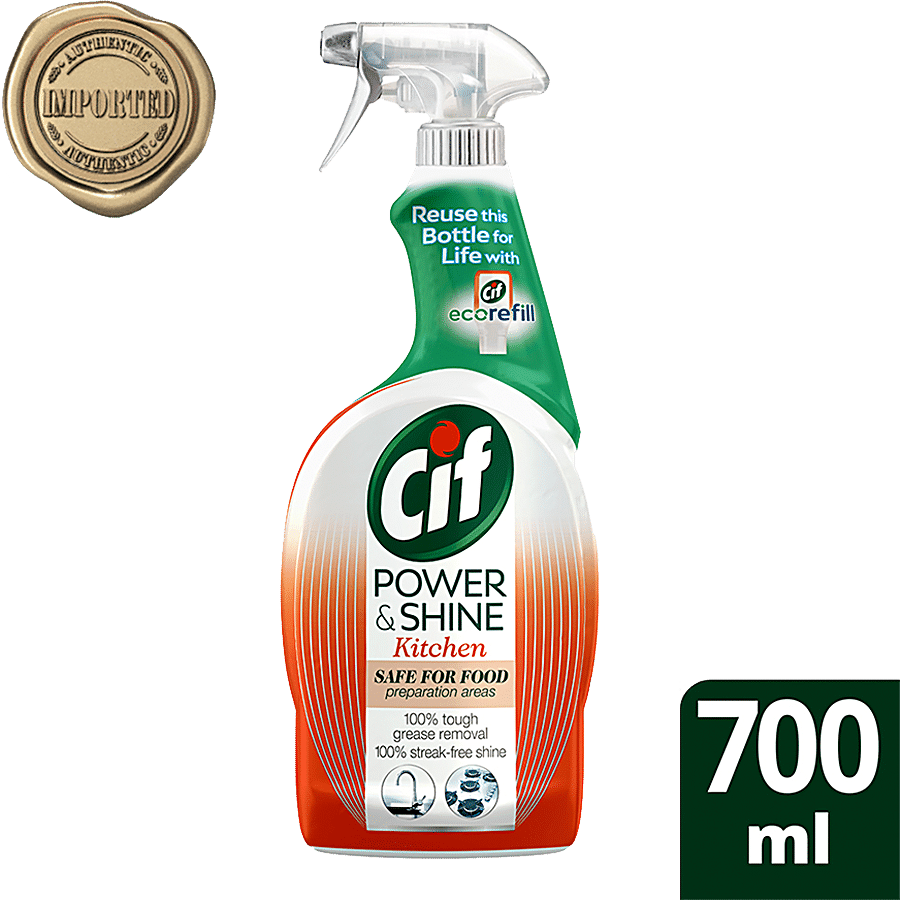Cif Power & Shine Kitchen Cleaner Spray, Tough Grease & Stain Removal, 700 Ml