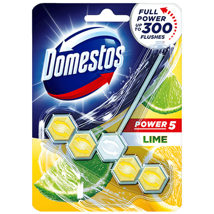 Domestos Power 5 Lime Toilet Rim Block, 55 G