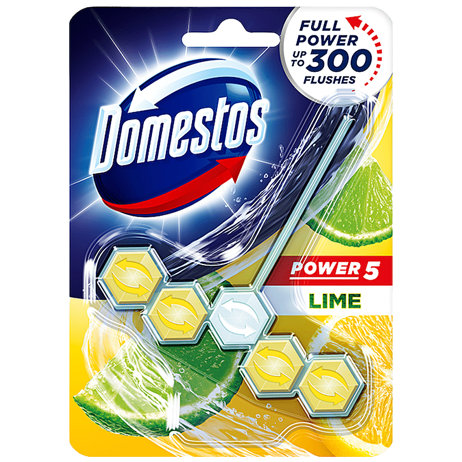 Domestos Power 5 Lime Toilet Rim Block, 55 G