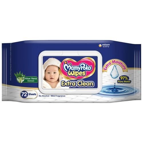 Mamypoko Extra Clean Wipes, With Aloe Vera Extract & An, 72 Pcs Pouch