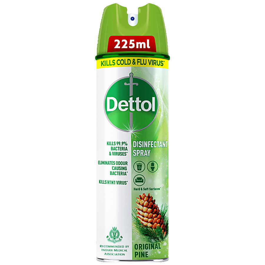 Dettol Surface Disinfectant Sanitizer Spray, Kills Germs & Bacteria, Original Pine, 225 Ml