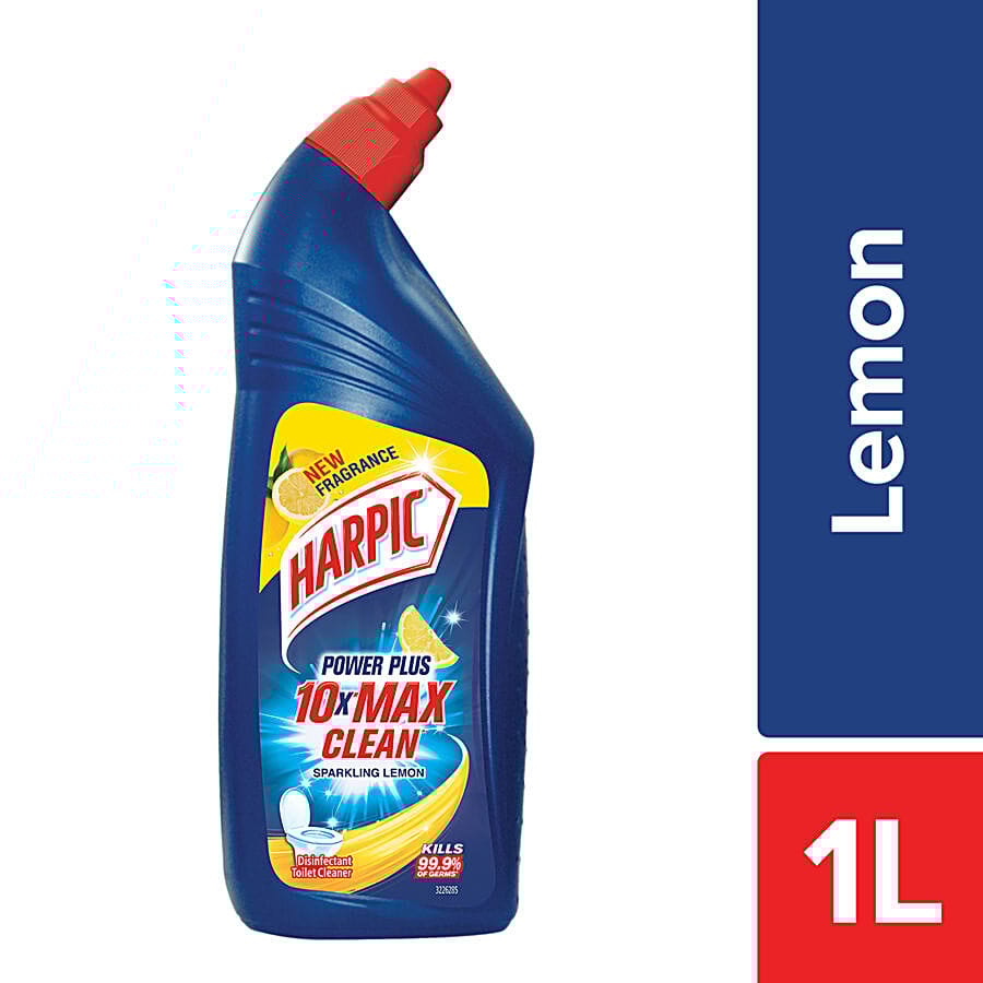 Harpic Disinfectant Toilet Cleaner Liquid, Lemon, Removes Dirt & Stains, 1 L
