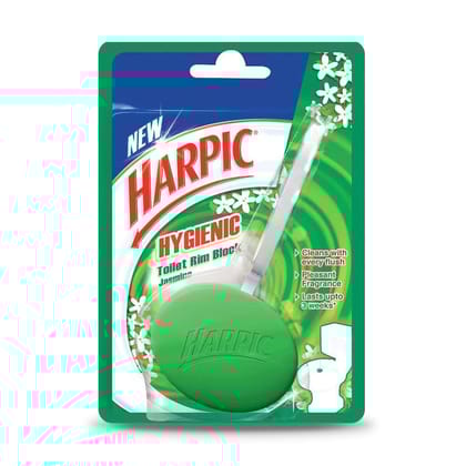 Harpic Hygienic Toilet Cleaner Rim Block, Jasmine, Toilet Flush Cleaner Blocks, 26 G