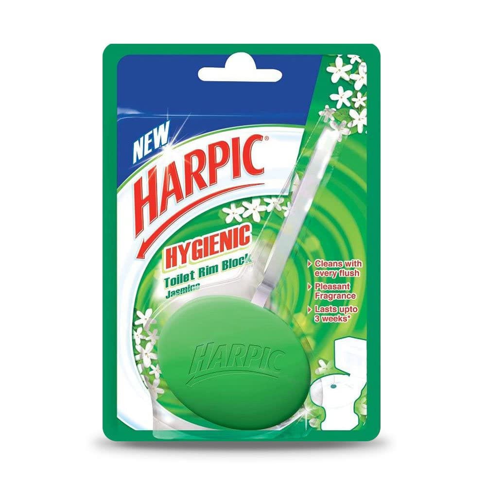 Harpic Hygienic Toilet Cleaner Rim Block, Jasmine, Toilet Flush Cleaner Blocks, 26 G