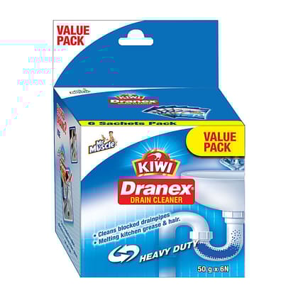 Kiwi Dranex Drain Cleaner Powder, 50G Each (Pack Of 6)