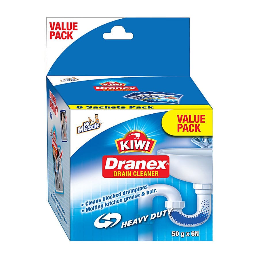 Kiwi Dranex Drain Cleaner Powder, 50G Each (Pack Of 6)
