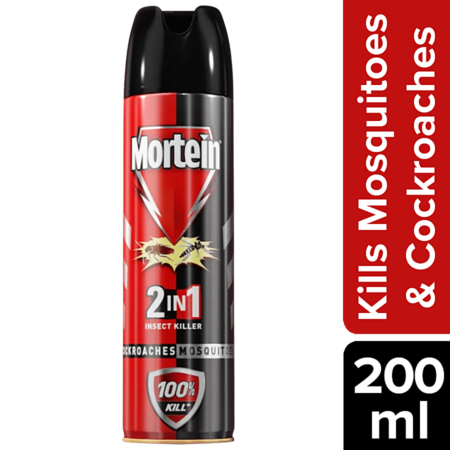 Mortein 2, In, 1 Mosquito & Cockroach Killer Spray, Lemon Fragrance, 200 Ml