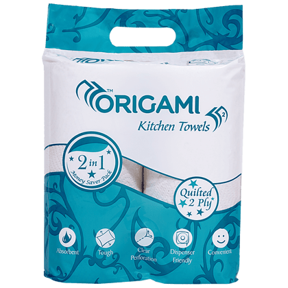 Origami 2 Ply Kitchen Towels, 60 Pulls (Pack Of 2)