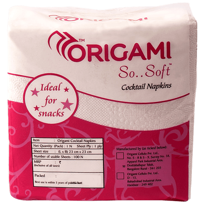 Origami So Soft Plain Cocktail Napkins (23 X 23 Cm), 100 sheets