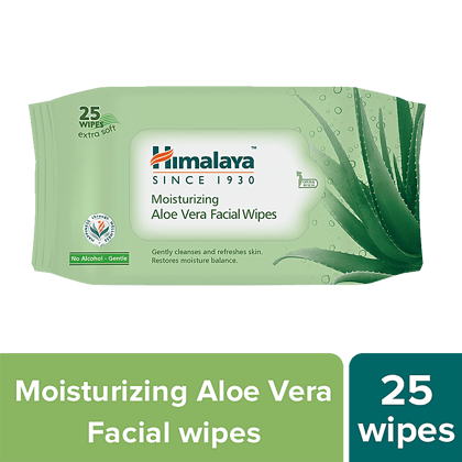 Himalaya Moisturizing Facial Wipes, Aloe Vera, Extra Soft, No Alcohol, 25 Pulls