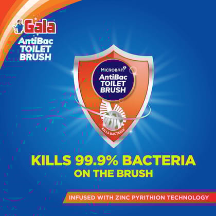 Gala Antibac Double Hockey Antibacteria Toilet Brush, Toilet Brush For Western And Indian Toilet, Bathroom Brush (White And Red, Pack Of 1)