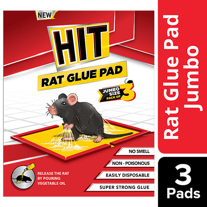 Hit Rat/Mouse Glue Pad, No Smell, Non, Poisonous, Jumbo Size, 3 Pcs