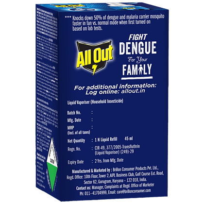 All Out Ultra Liquid Vaporizer/Mosquito Repellent Refill, Kills Dengue, Malaria & Chikungunya Mosquitoes, 45 Ml