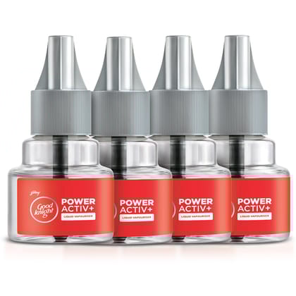 Good Knight Power Activ+ Liquid Vapourizer, Mosquito Repellent, 60 Nights Jumbo Refill, Pack Of 4 (45Ml Each)
