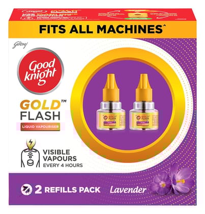 Good Knight Gold Flash Liquid Vapourizer, Mosquito Repellent Refill, Lavender Fragrance, Pack Of 2 (45Ml Each)