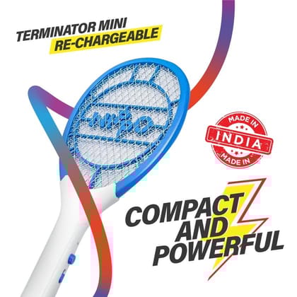 Nippo Terminator Mini Re, Chargeable Insect Killer, Mosquito Bat, 6 Month Warranty(Blue)