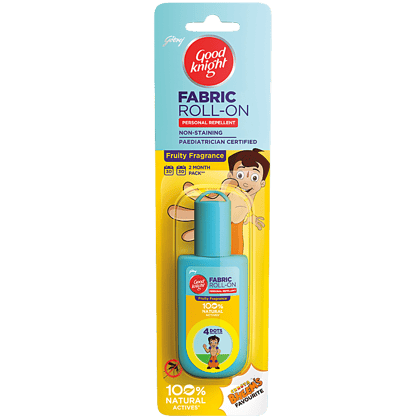 Good Knight Mosquito Repellent Fabric Roll On, 100% Natural Actives, Fruity, 8 Ml