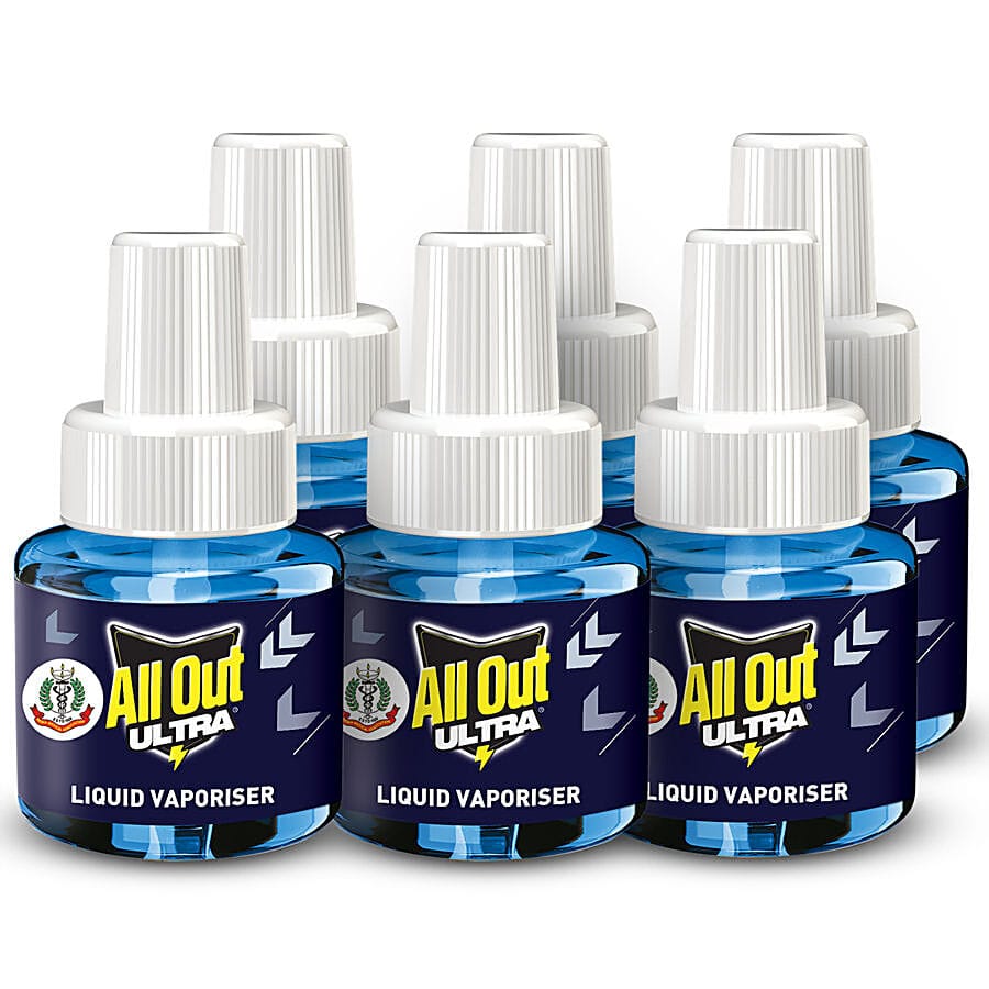 All Out Ultra Liquid Vaporizer Mosquito Repellent Refills, Kills Dengue, Malaria, & Chikungunya Mosquitoes, 6X45Ml