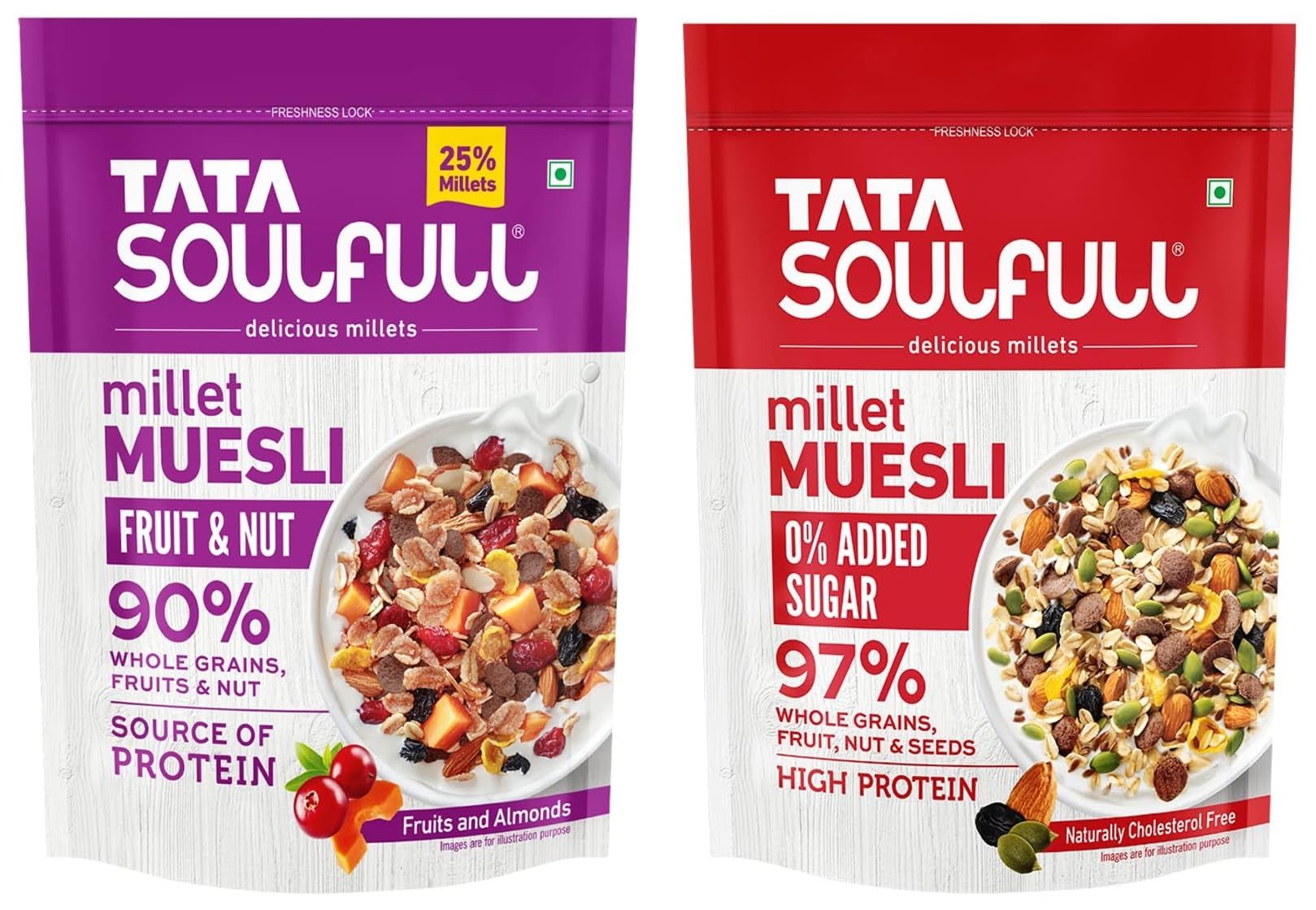 Tata Soulfull 0% Added Sugar Millet Muesli, High Protein, Rich In Fibre, 500G