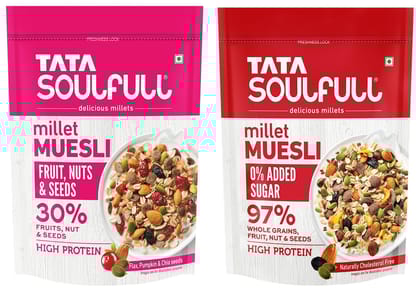 Tata Soulfull Fruits, Nuts & Seeds Millet Muesli, Contains Flax, Pumpkin & Chia Seeds, 500G