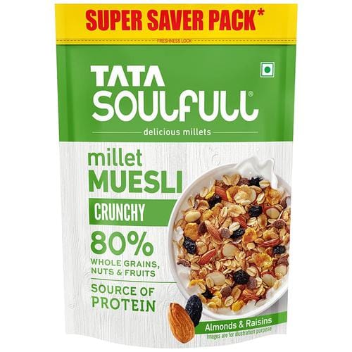Tata Soulfull Millet Muesli Breakfast Cereal, Crunchy, Almonds & Raisins, 700 G