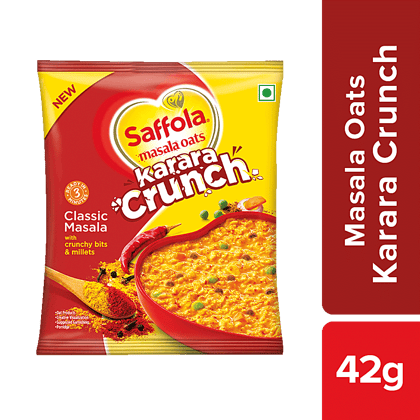 Saffola Masala Oats, Karara Crunch, Classic Masala, Tasty Recipe, 42 G