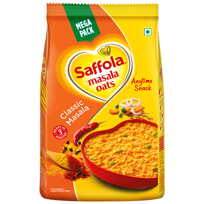 Saffola Masala Oats, Classic Masala, Fibre Rich, Healthy Snack, 500 G Saffola Masala Oats, Classic Masala, Fibre Rich, Healthy Snack, 500 G
