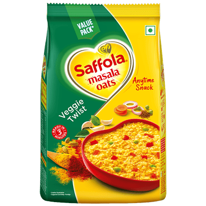 Saffola Masala Oats - Tasty Evening Snack, Fibre Rich, Veggie Twist, 1 kg