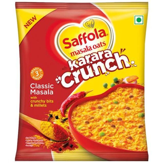 Saffola Masala Oats - Karara Crunch, Classic Masala, Tasty Recipe, 500 g