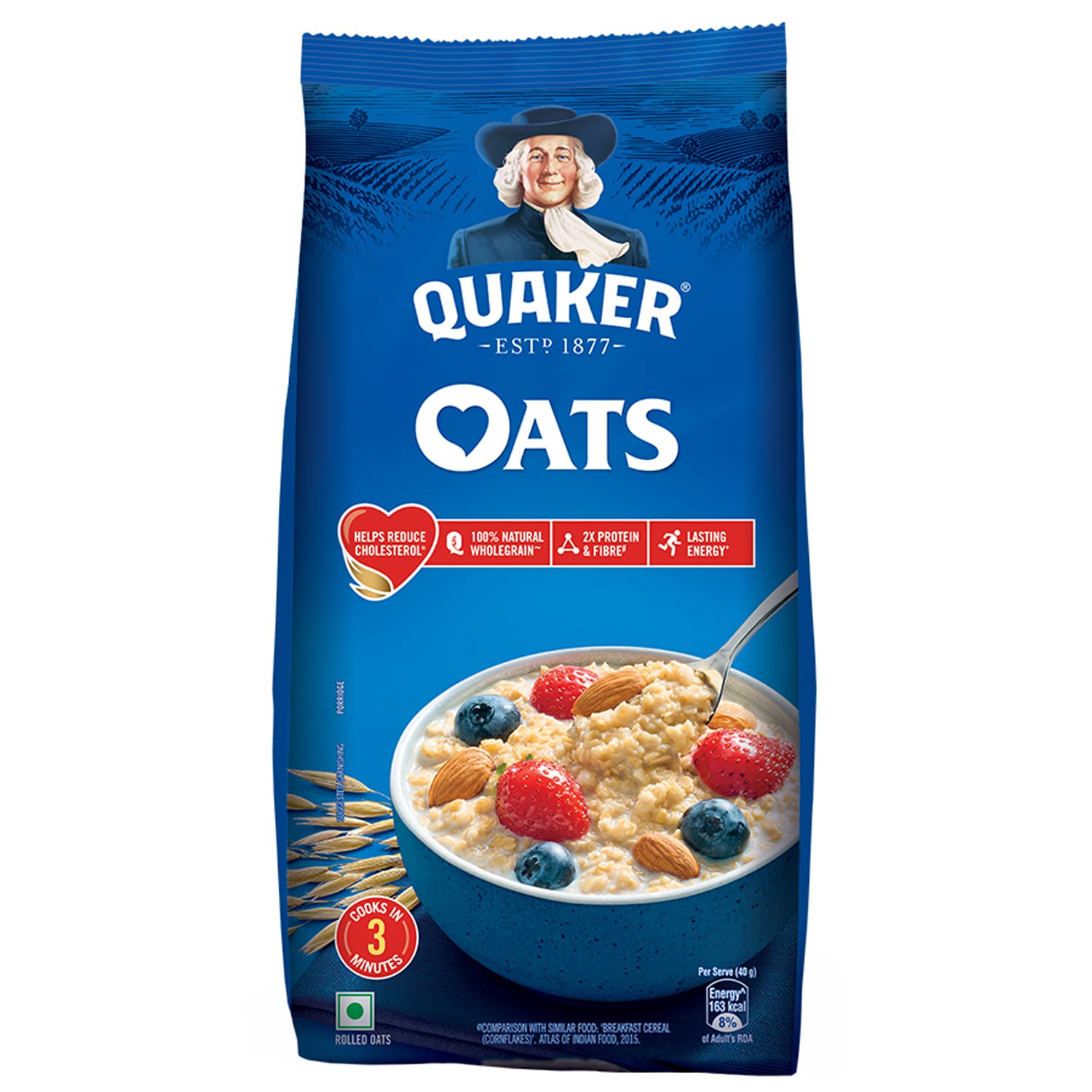 Quaker Oats, Rolled Oats, 100% Natural Wholegrain, Nutritious Breakfast Cereals, Porridge, Easy To Cook, 600 G