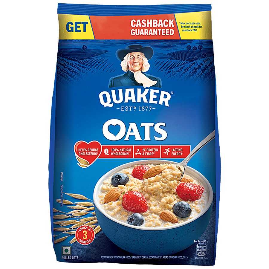 Quaker Oats, Natural Wholegrain, Nutritious Breakfast Cereal, 1 Kg Pouch