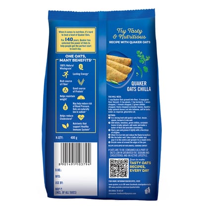 Quaker Oats 400G, Rolled Oats Natural Wholegrain Quaker Oats 400G, Rolled Oats Natural Wholegrain