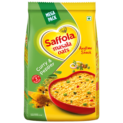 Saffola Masala Oats, Tasty Evening Snack, Fibre Rich, Curry & Pepper, 500 G