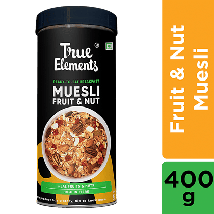True Elements Fruit & Nut Muesli, Rich In Protein & Fibre, No Added Sugar, 400 G