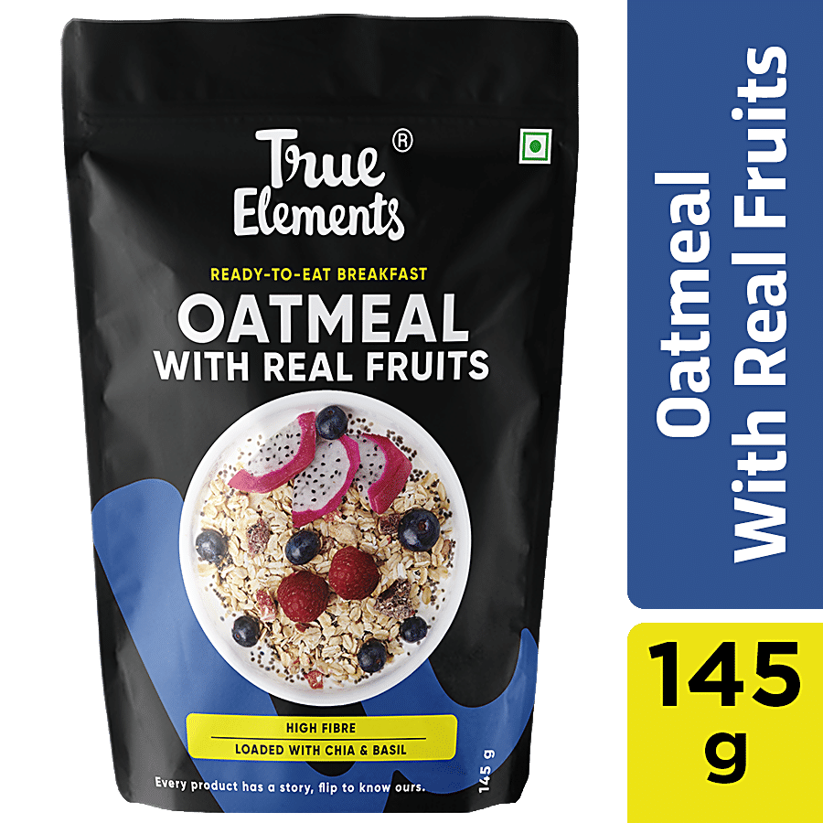 True Elements Whole Oatmeal With Chia & Real Fruits, High Protein & Fibre Breakfast Cereal, 145 G