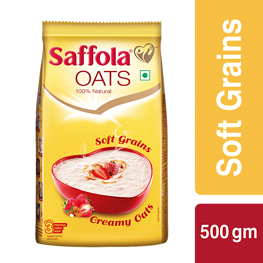 Saffola Oats, 100% Natural With High Protein & Fibre, Healthy Cereals, 500 G Pouch