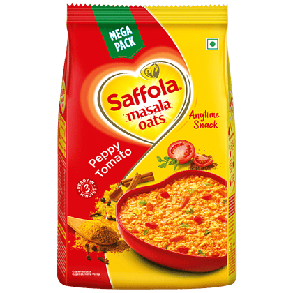 Saffola Masala Oats, Tasty Evening Snack, Fibre Rich, Peppy Tomato, 500 G