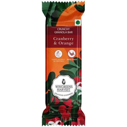 Wingreens Harvest Crunchy Millet Granola Bars, Cranberry Orange, 40 G