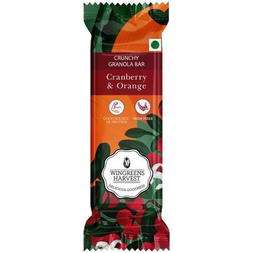 Wingreens Harvest Crunchy Millet Granola Bars, Cranberry Orange, 40 G