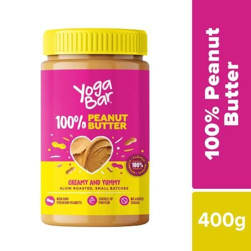 Yoga Bar 100% Peanut Butter, Creamy, Roasted, High In Protein, Non, Gmo, No Added Sugar, 400 G