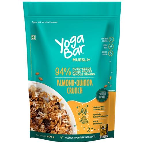 Yoga Bar Muesli, Almond & Quinoa Crunch, Healthy, Rich In Protein, Breakfast Cereal, 400 G
