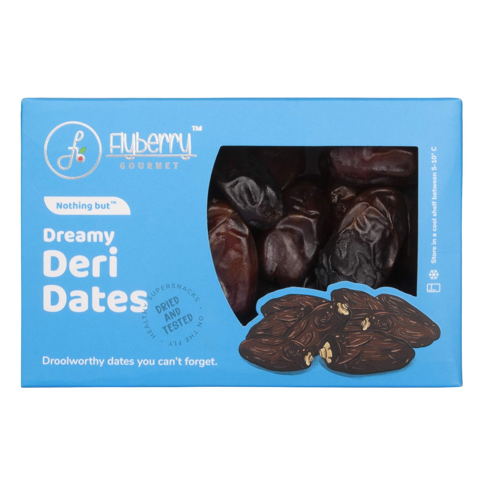 Flyberry Gourmet Deri Dates (Khajoor/Khajur), 200G, 100% Natural, Rich In Calcium, Iron And Potassium, Instant Energy