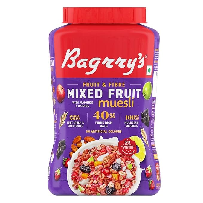 Bagrry's Fruit & Fibre Mixed Fruit Muesli 1Kg Jar