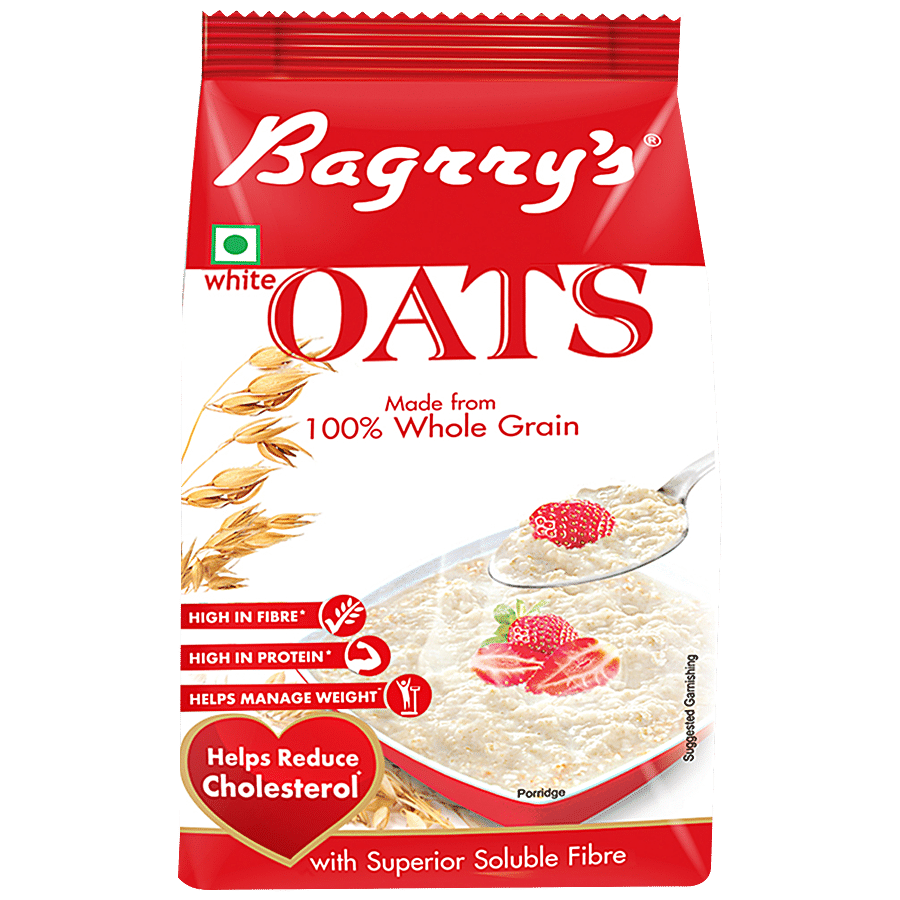 Bagrrys Bagrry`S White Oats, With 100% Whole Grains 1 Kg Pouch