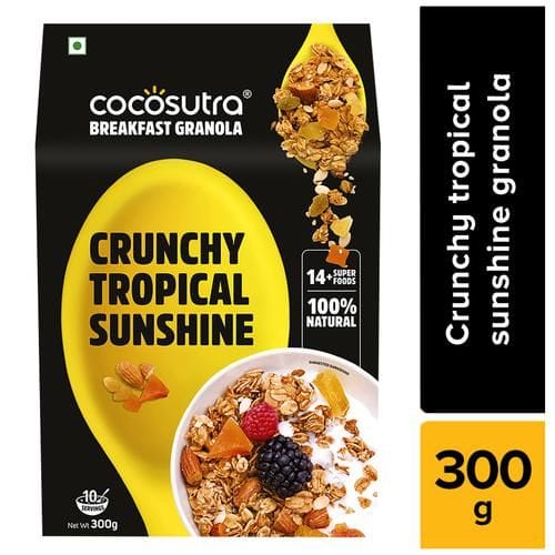 Cocosutra Cereal, Granola, Crunchy Tropical Sunshine, Breakfast Cereal With Oats, Nuts, Seeds & Dry Fruits, 300 G