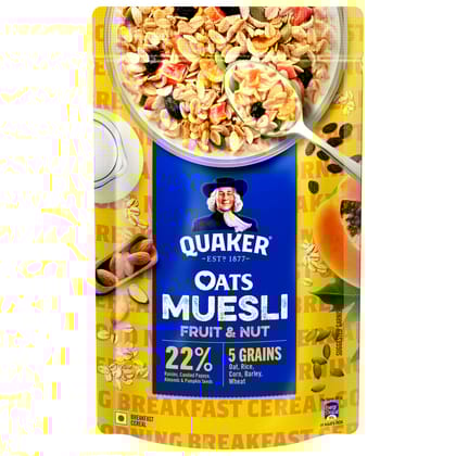 Quaker Oats Muesli, 700G, Fruit & Nut Flavour, Breakfast Oats Cereal