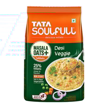 Tata Soulfull Masala Oats+, Tasty Snack With Millets, Desi Veggie, 500G