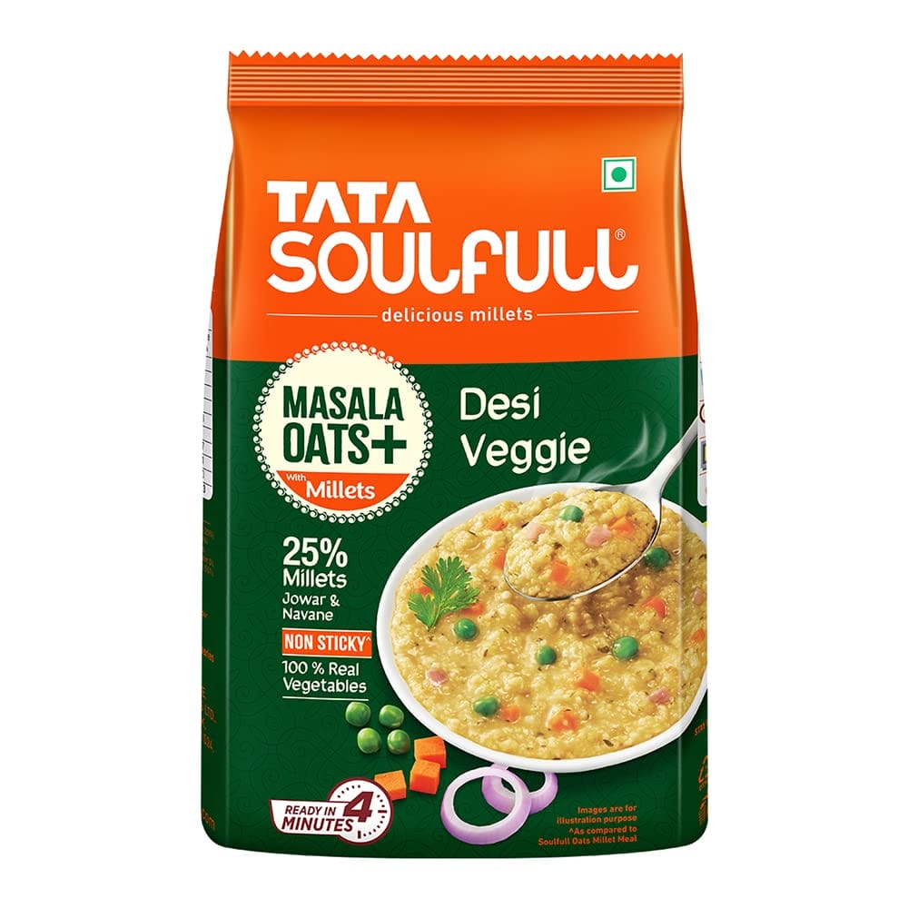 Tata Soulfull Masala Oats+, Tasty Snack With Millets, Desi Veggie, 500G