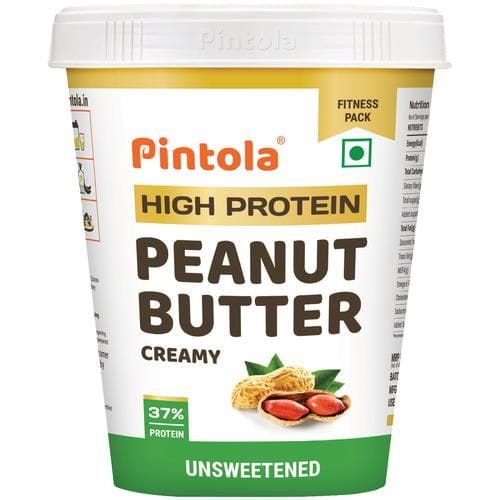 Pintola Peanut Butter, Creamy, With 37G Protein & 8G Fiber, Unsweetened, 510 G