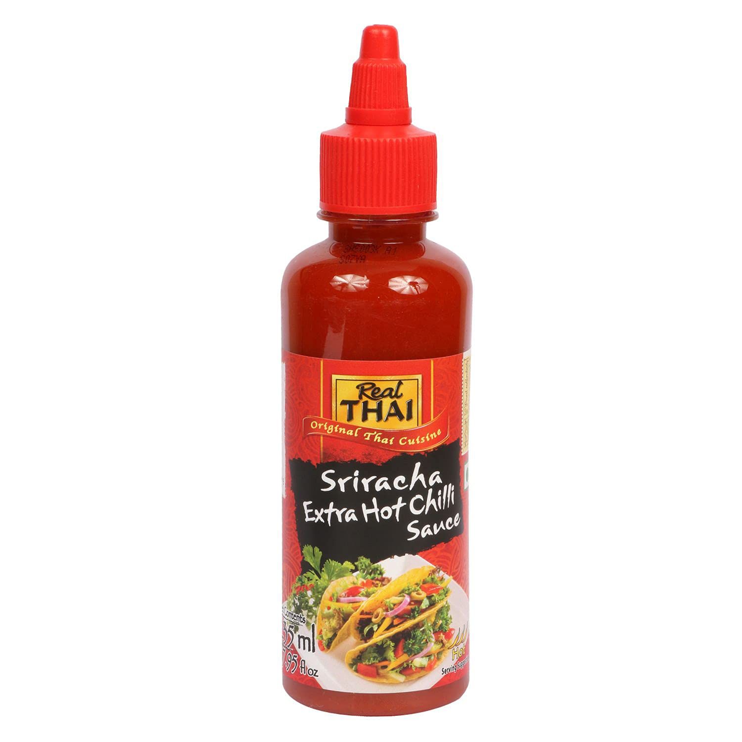 Real Thai Original Thai Cuisine Sriracha Extra Hot Chilli Sauce Pet Bottle, 12 X, 235 Ml